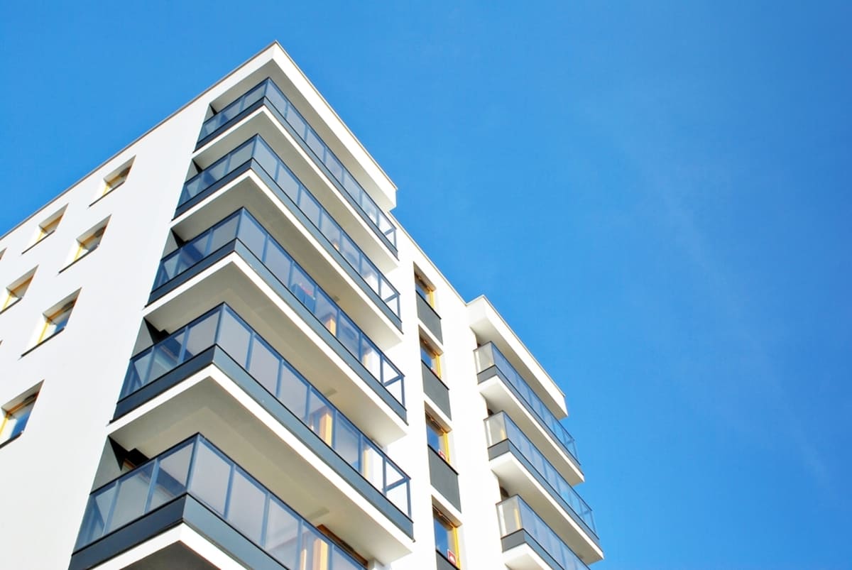 Apartment building exterior, multi-family property management concept