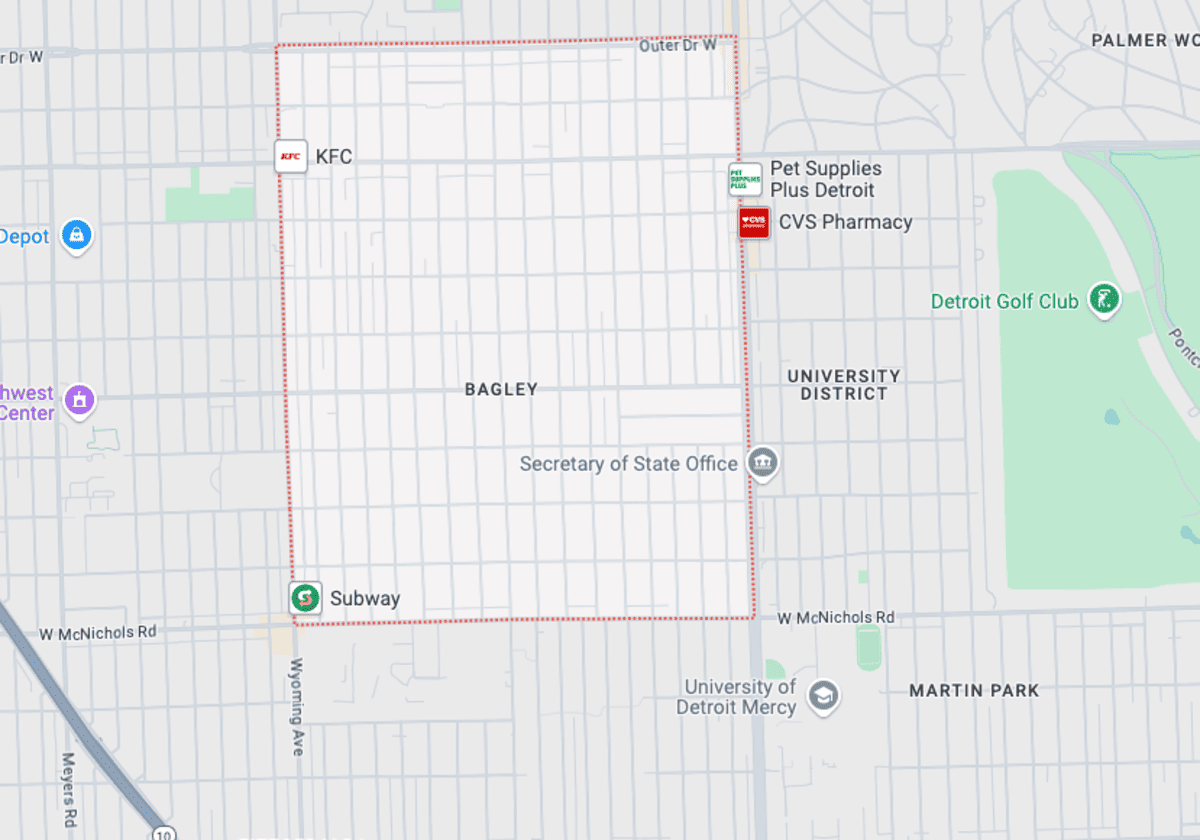 Maps view of Bagley in Detroit