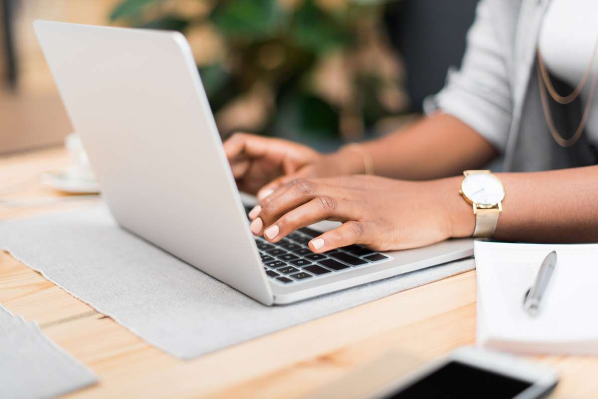 Businesswoman using laptop