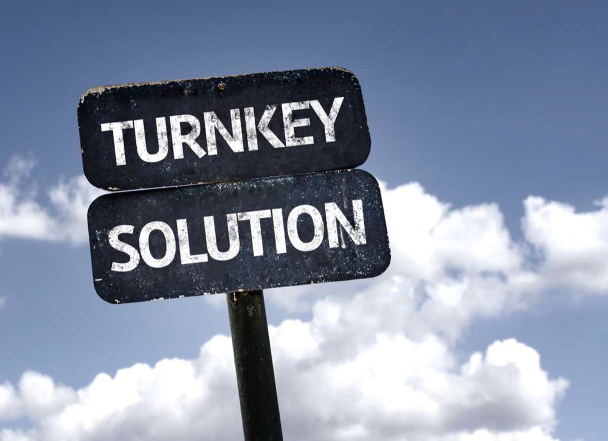 Turnkey solution on a road sign, are turnkey properties a good investment concept