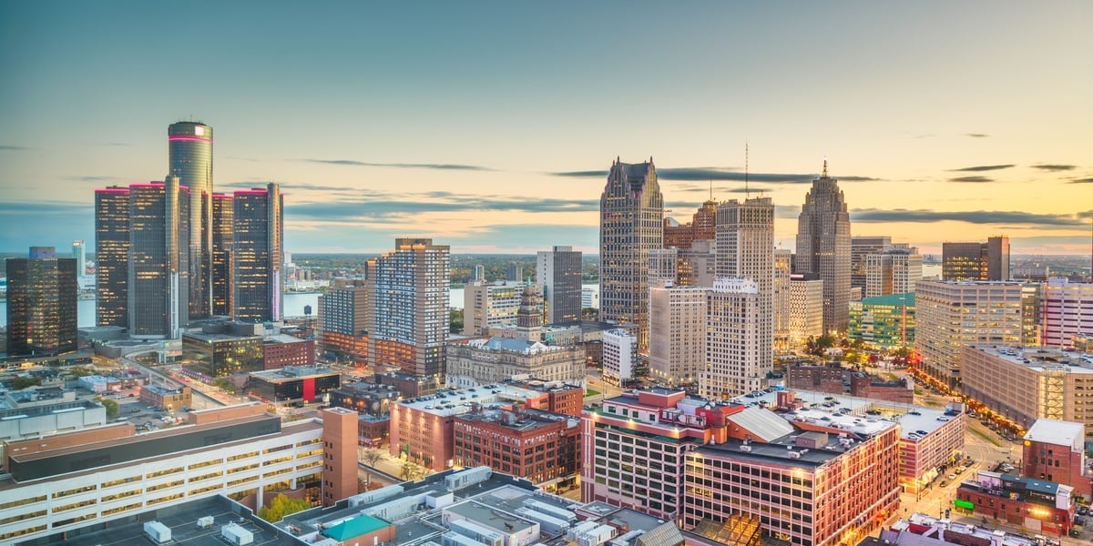 The Detroit, Michigan skyline