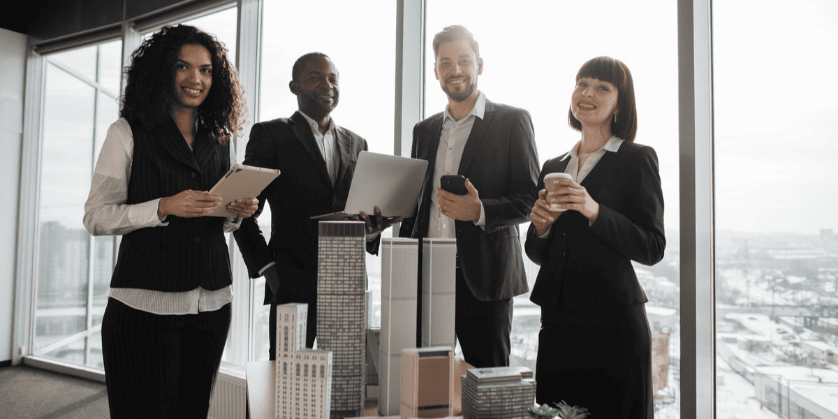 2 Team of diverse four professionals